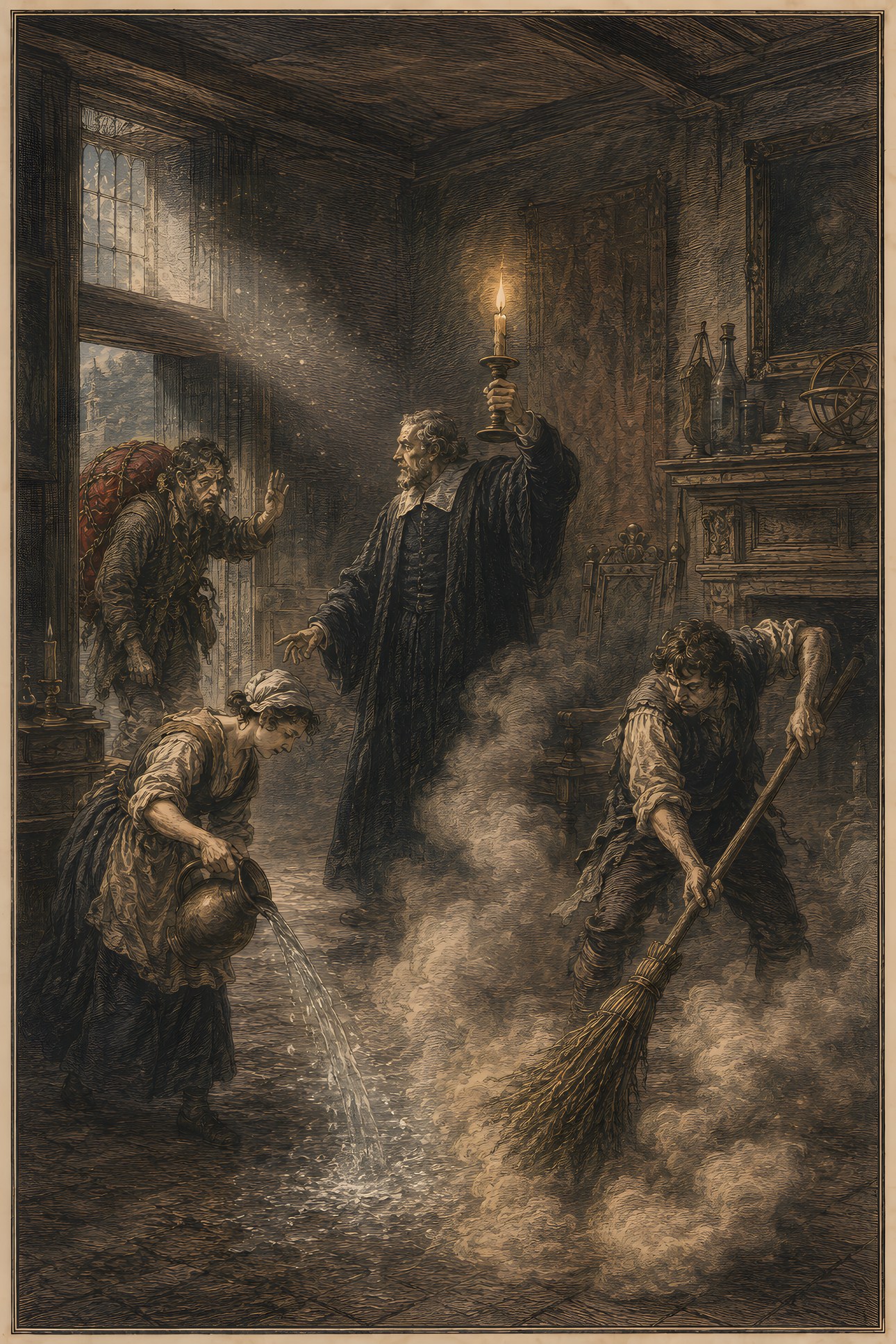 The Interpreter's House: a hand-tinted engraving; the one red in the image is the vermilion burden.