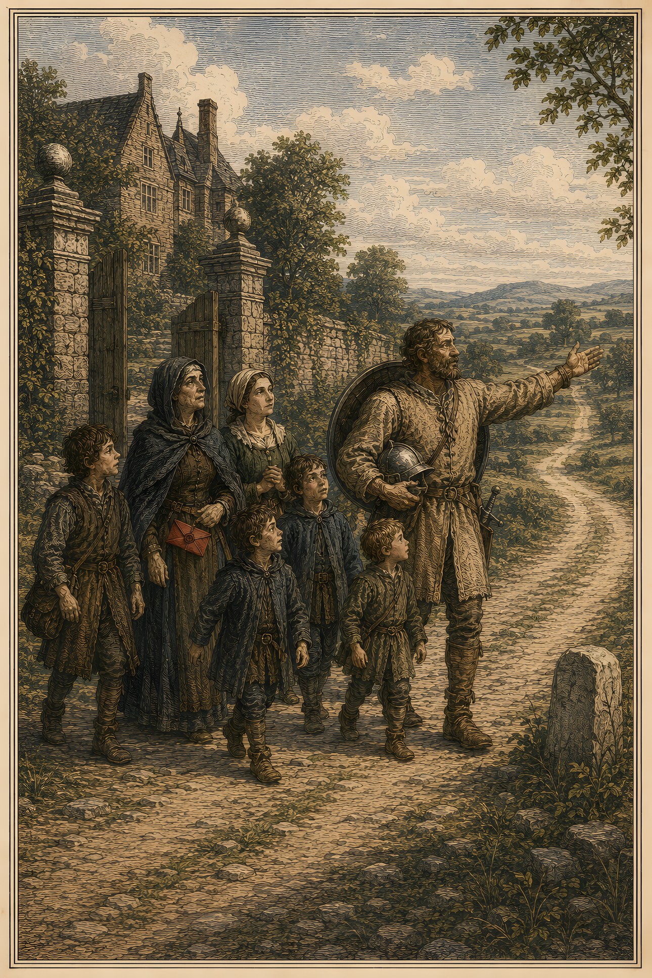 Great-heart: a hand-tinted engraving; the one red in the image is the vermilion letter.