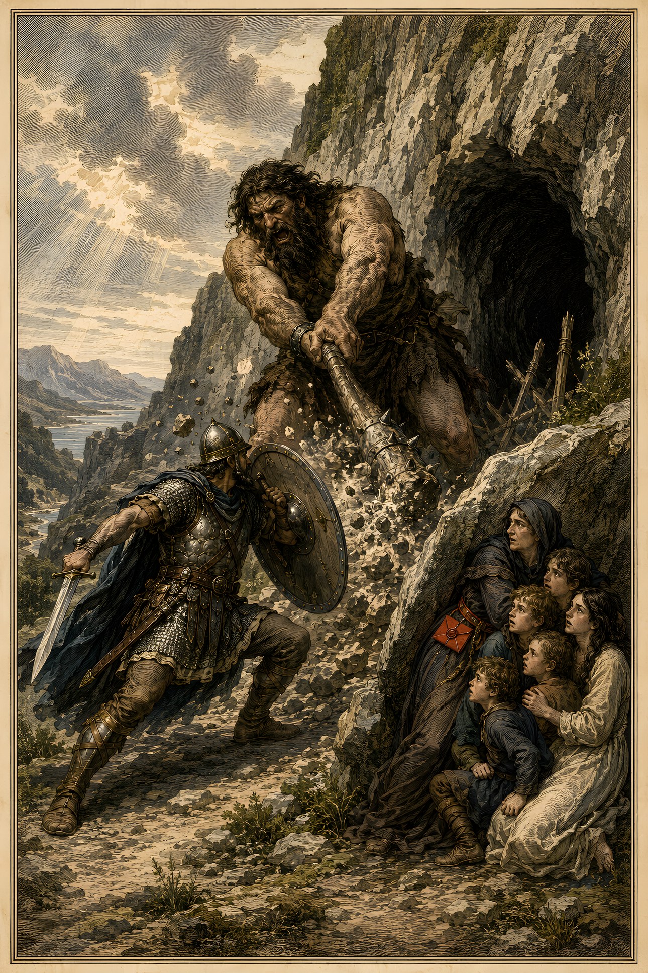 Giant Maul: a hand-tinted engraving; the one red in the image is the vermilion letter.