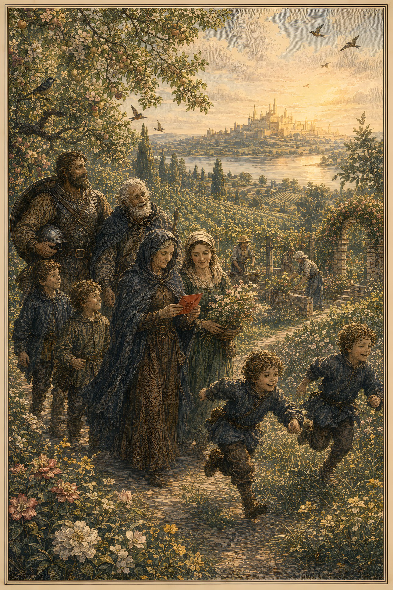 The Land of Beulah: a hand-tinted engraving; the one red in the image is the vermilion letter.